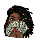 Melanin girl with money iron on heat transfers