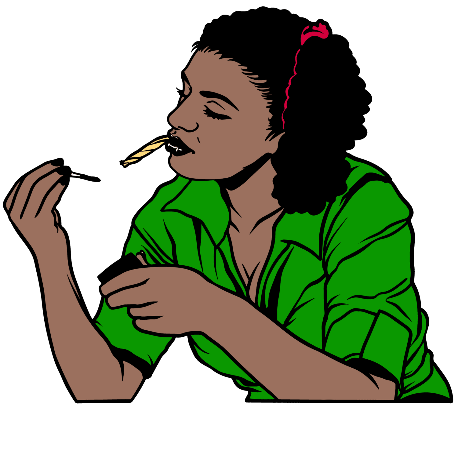 Lady Melanin green Marijuana DTF iron on heat transfers