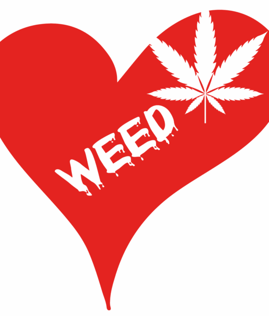 Red heart weed DTF iron on heat transfers