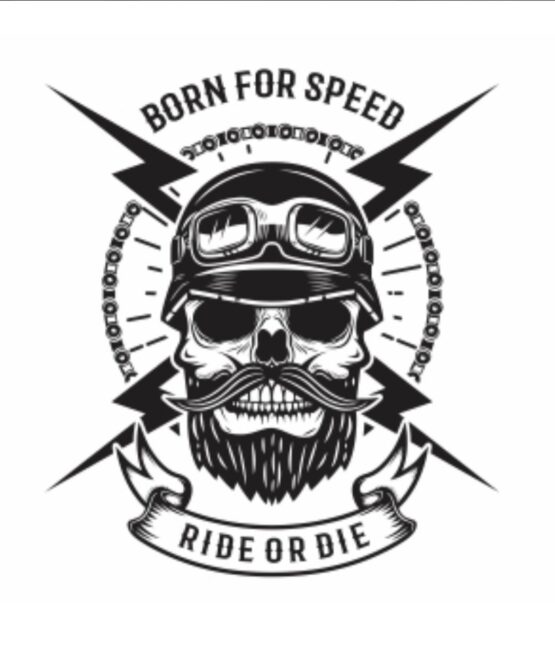 Born for speed ride or die skull iron on heat transfer
