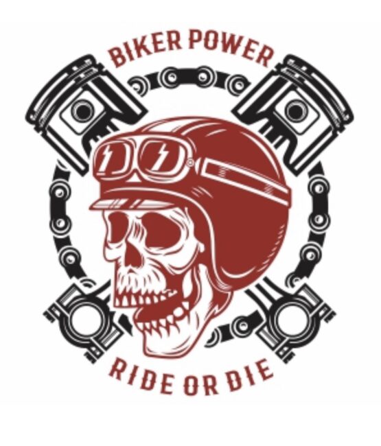 Biker power ride or die skull iron on heat transfer