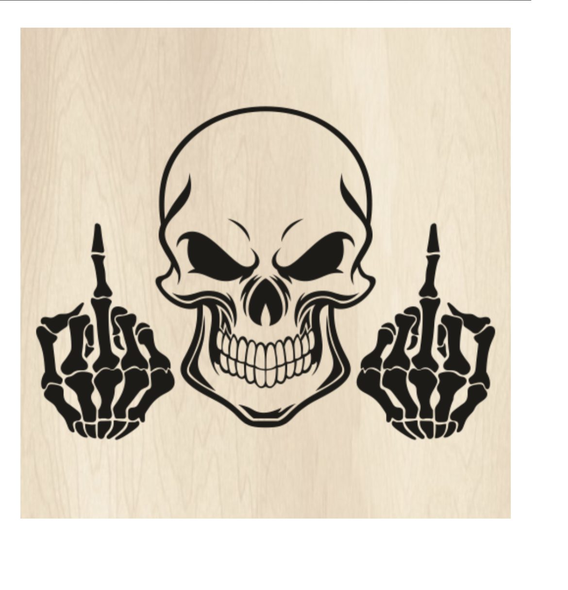 Skull middle finger skull iron on heat transfer