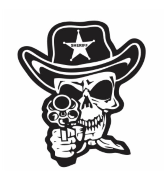Cowboy skull iron on heat transfer