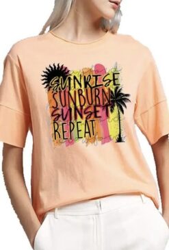 Sunrise sunburn summer iron on heat transfers
