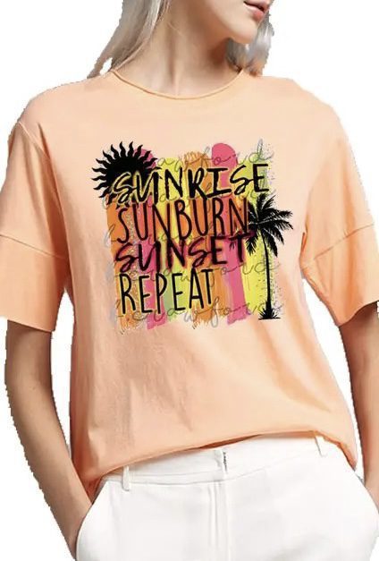 Sunrise sunburn summer iron on heat transfers