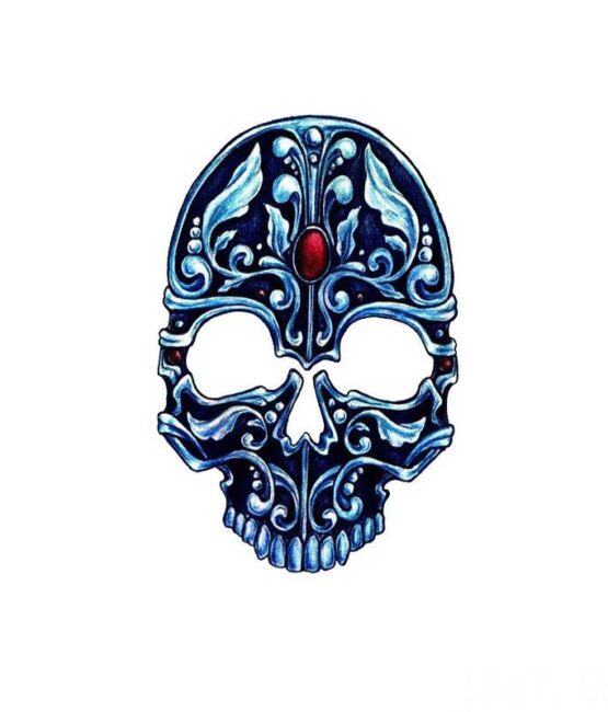 Blue skull iron on heat transfers