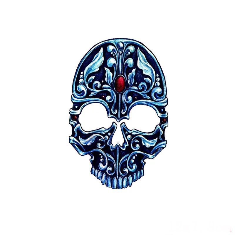 Blue skull iron on heat transfers