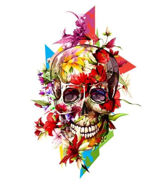 Colorful skull iron on heat transfers