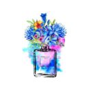 Colorful blue flower iron on heat transfers