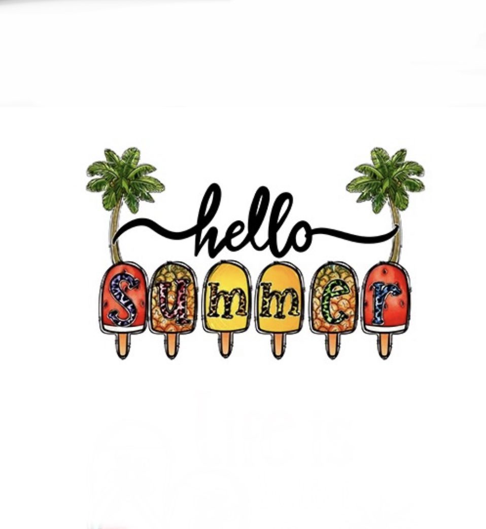 Hello summer iron on heat transfers