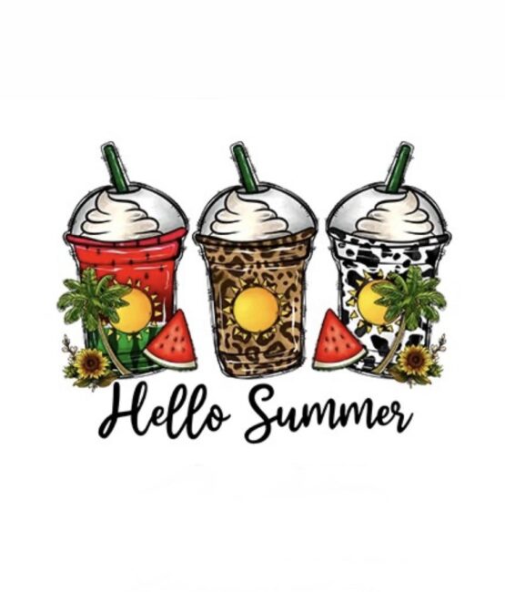 Hello summer drink summer iron on heat transfers