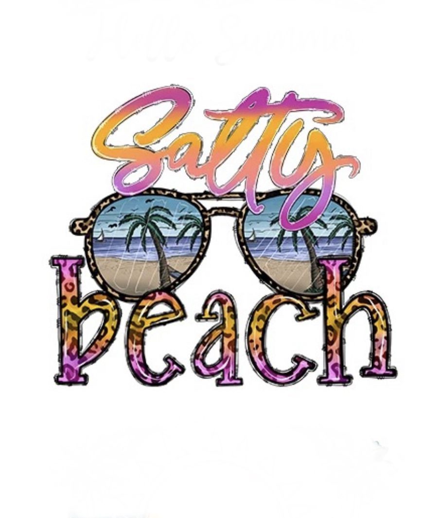 Salty beach summer iron on heat transfers