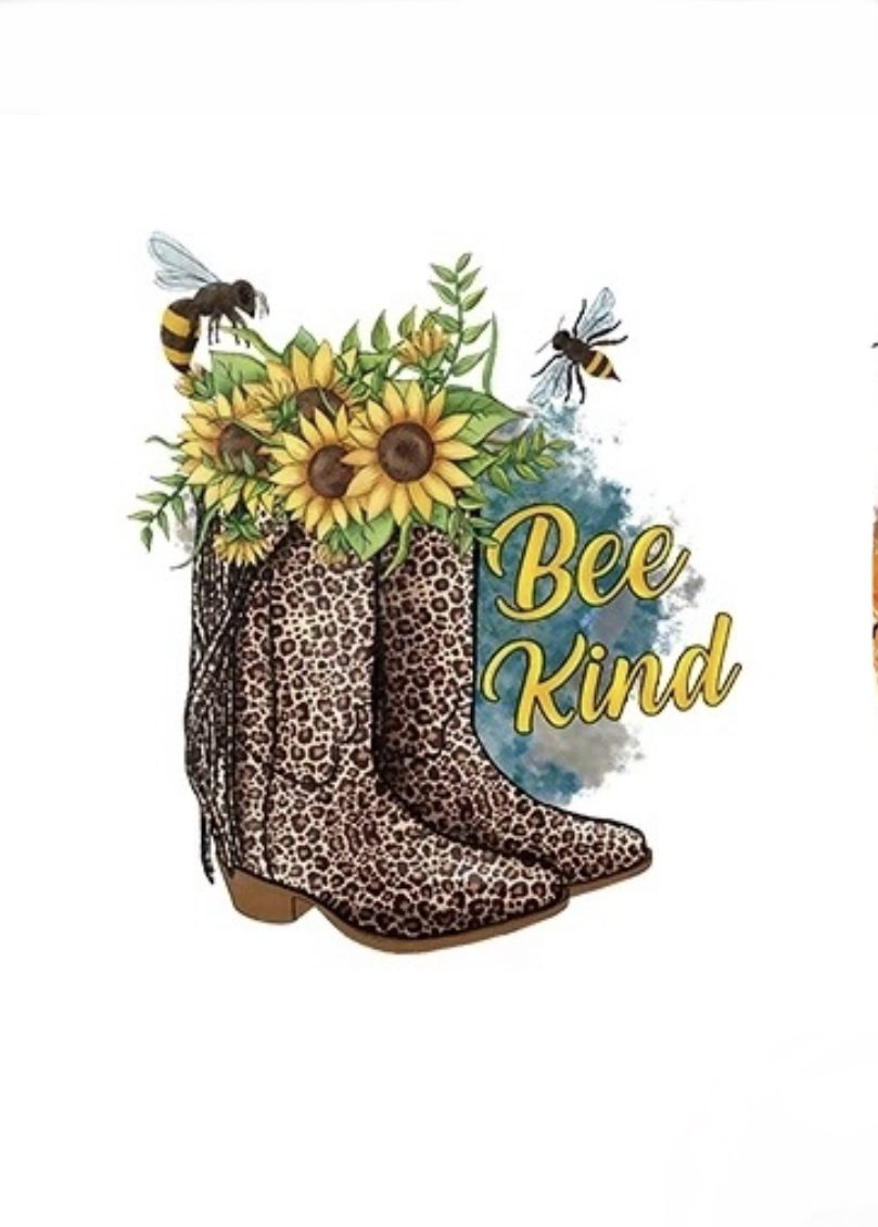 Bee kind iron on heat transfers
