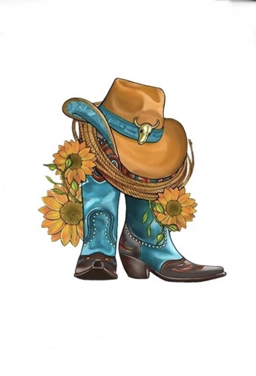 Cowboy boots iron on heat transfers