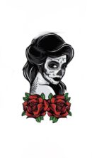 Red rose skull iron on heat transfers