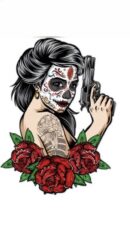 Red rose latina gun iron on heat transfers