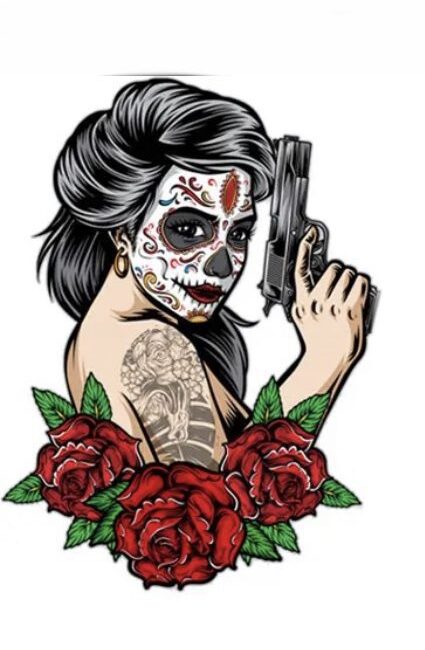 Red rose latina gun iron on heat transfers