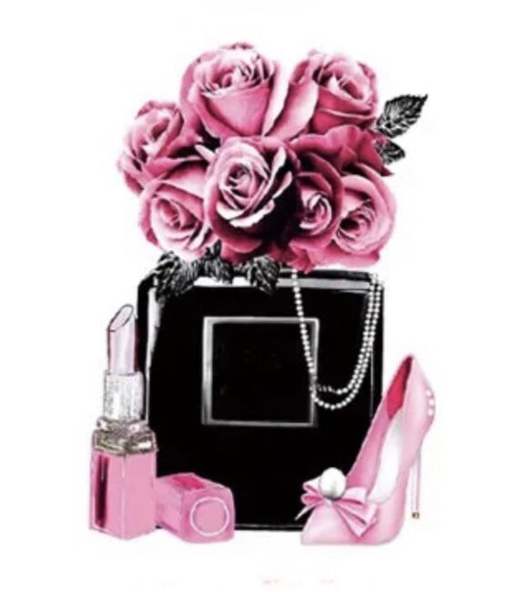 Fashion flower pink heel iron on heat transfers