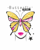 Butterfly girl Iron on Heat transfer patches