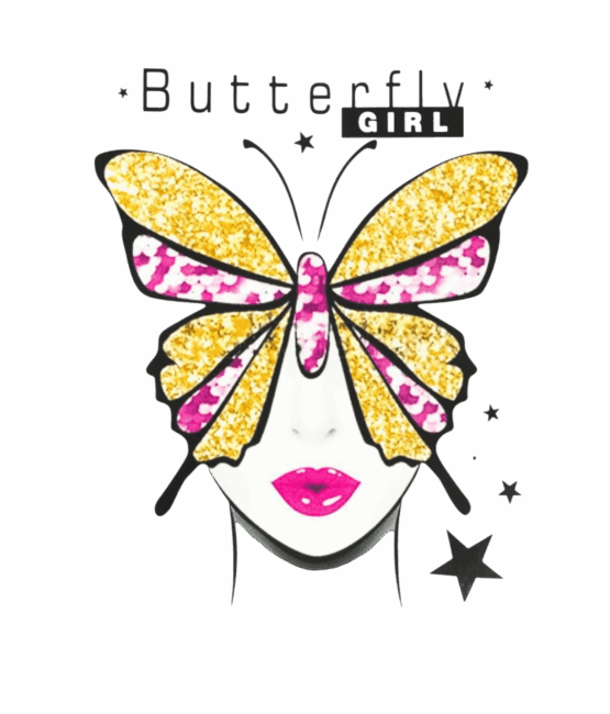 Butterfly girl Iron on Heat transfer patches
