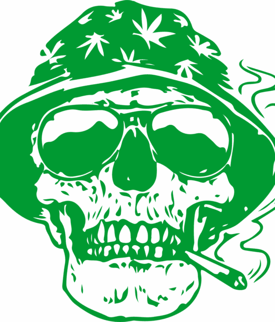 Cannabis skull blunt iron on heat transfers