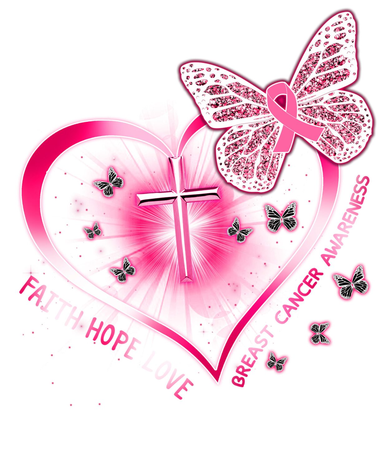 Pink cross Cancer iron on heat transfers