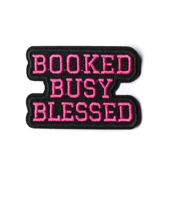 Booked busy blessed iron on embroidery patches