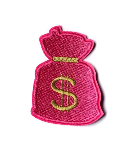 Fuchsia money bag iron on embroidery patches
