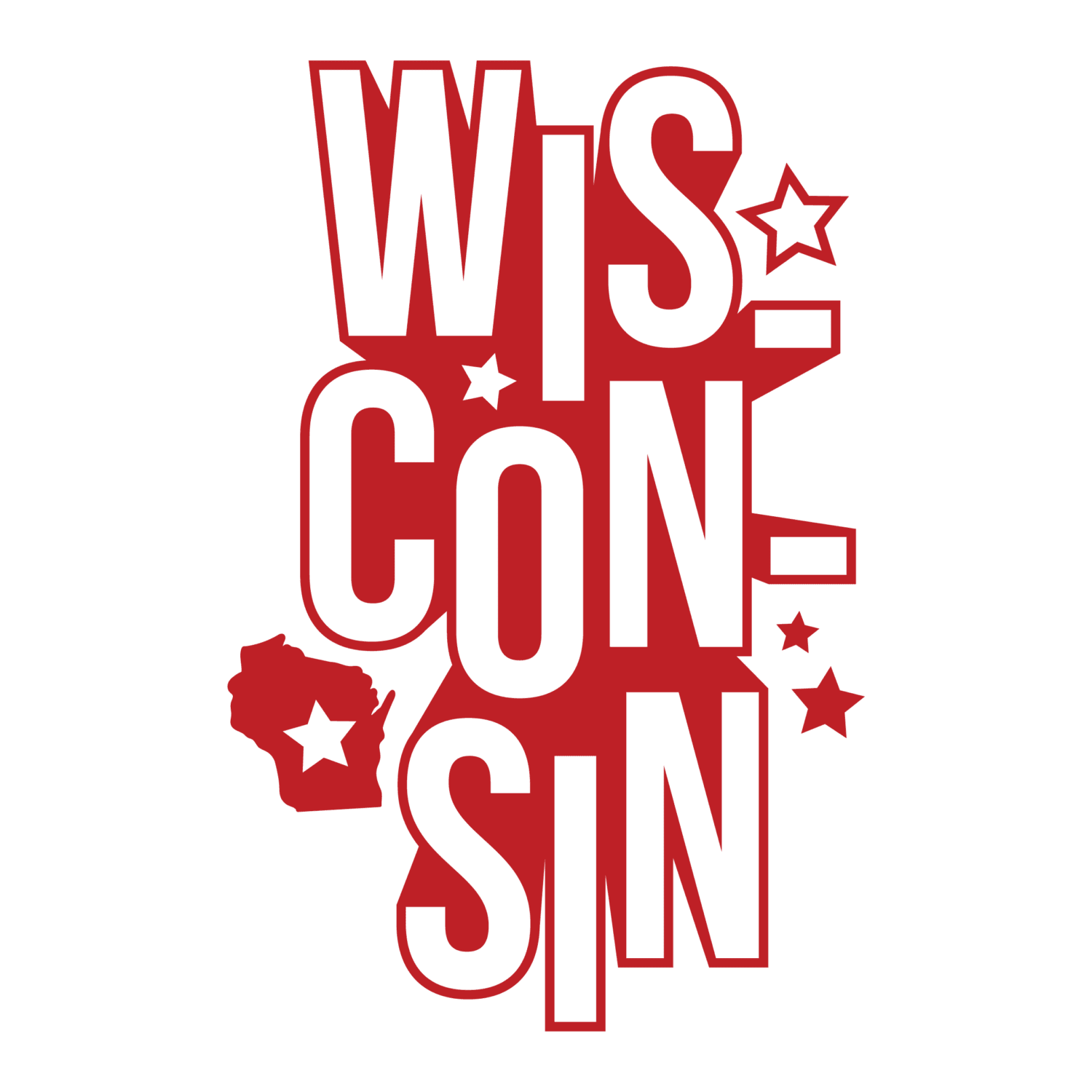 Red Wisconsin State heat transfers