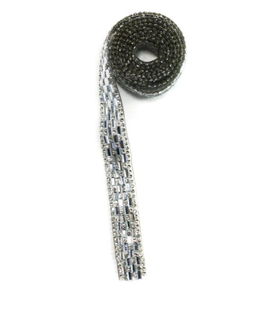 Silver hot-fix rhinestone trim