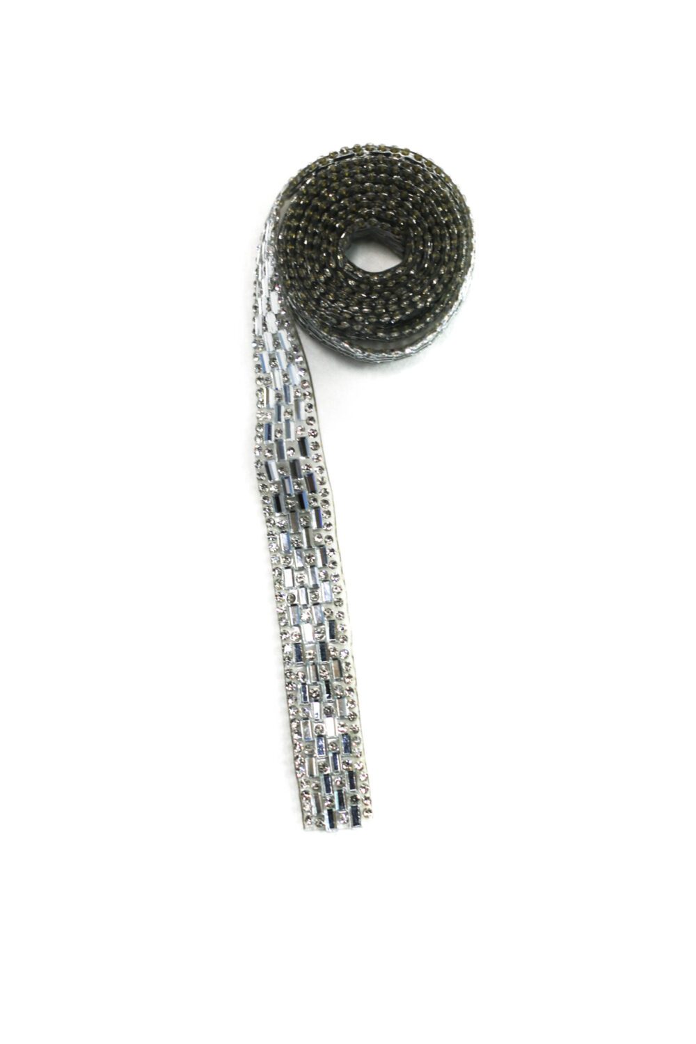 Silver hot-fix rhinestone trim