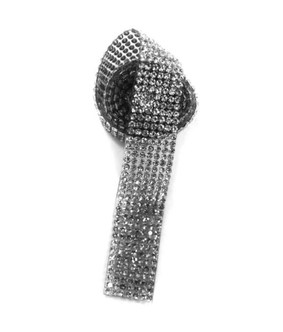 Bright Silver hot-fix rhinestone trim