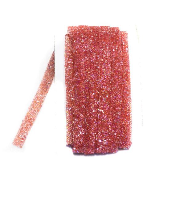 Pink hot-fix rhinestone trim