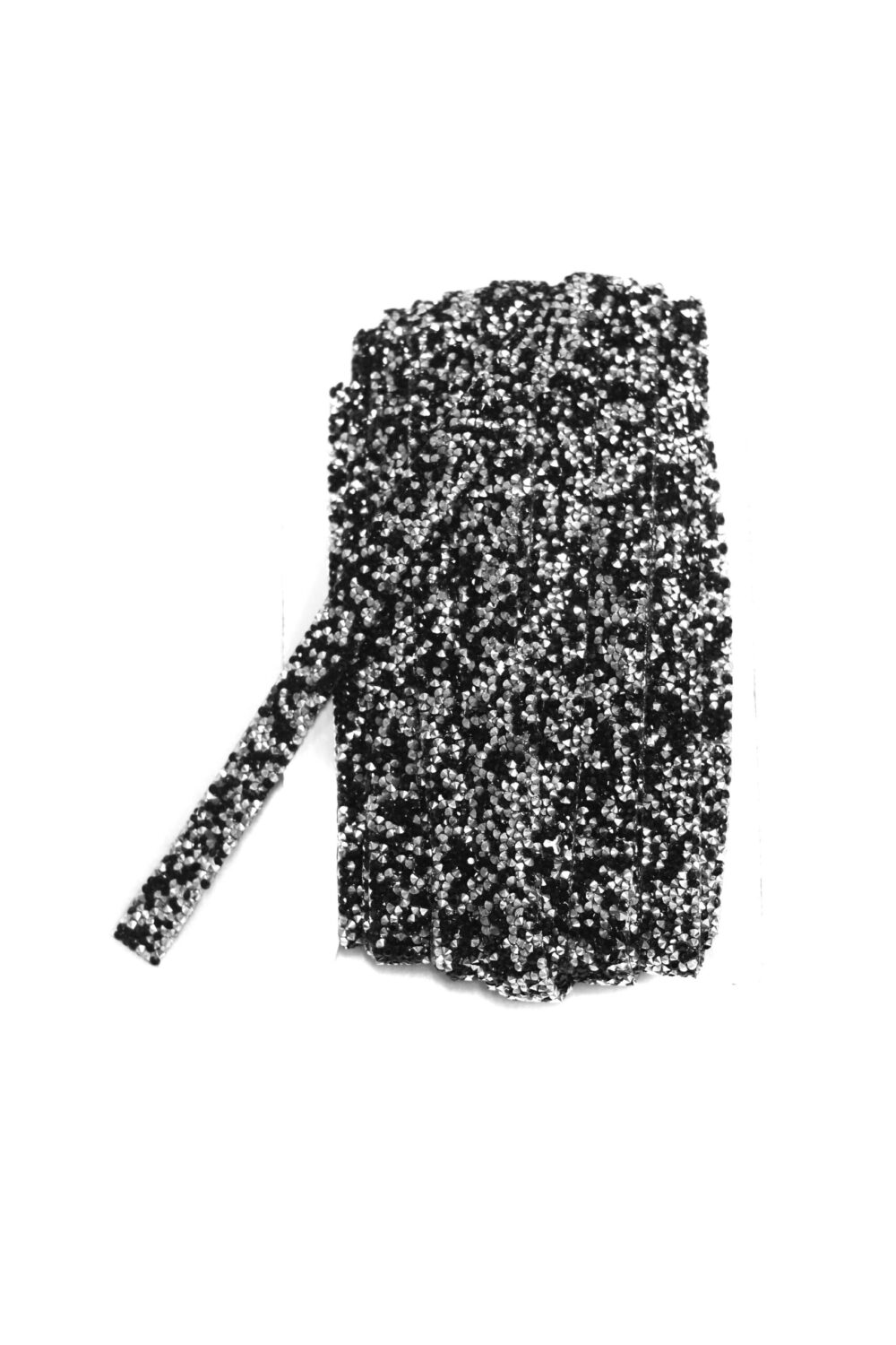 Black silver hot fix Rhinestone trim