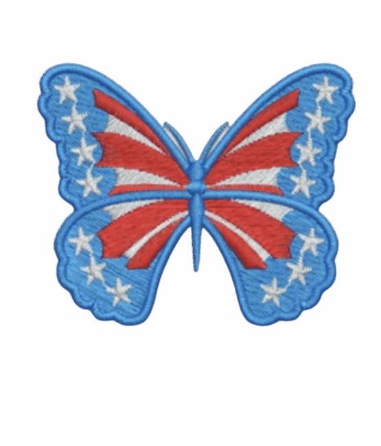 Blue Iron on embroidery Butterfly patches