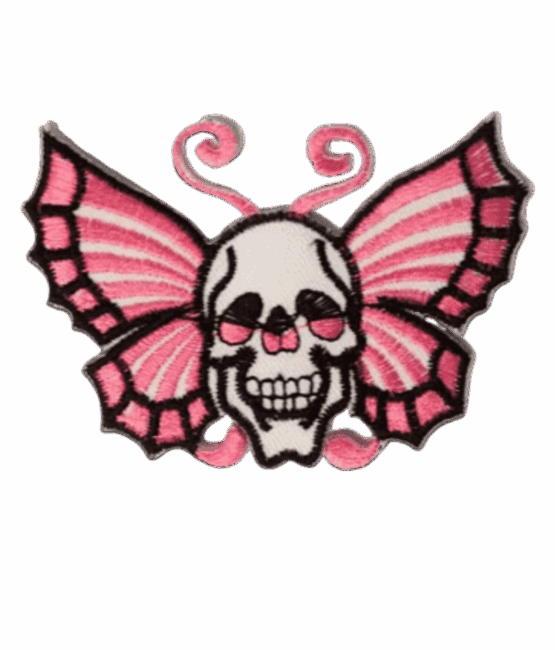 Butterfly skull iron on embroidery patches