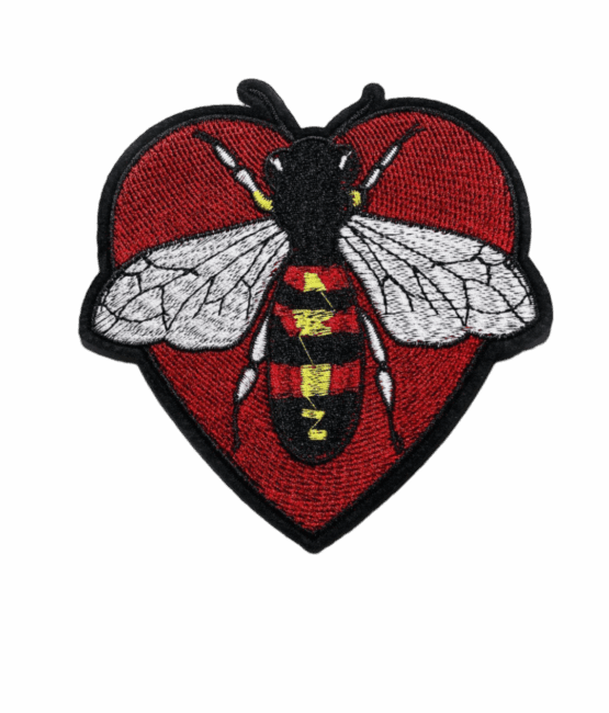 Bee Patch Heart Iron on Embroidered Patch