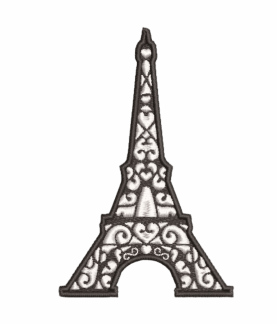 Eiffel tower embroidery designs with hearts