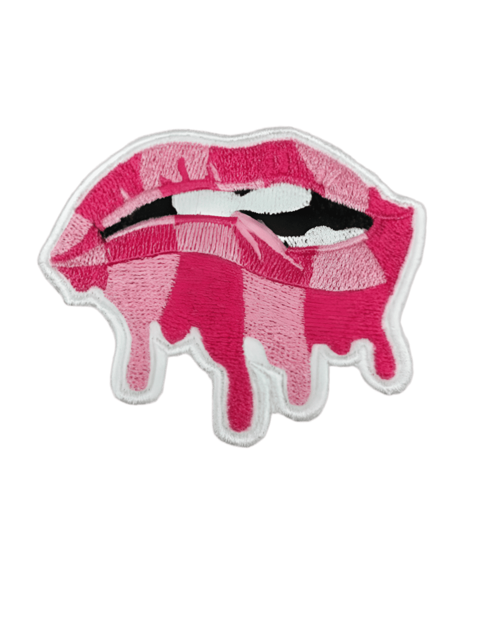 Pink lips iron on embroidery patches