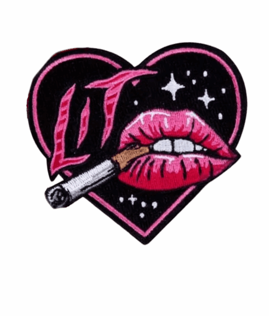 Lit lips iron on embroidery patches