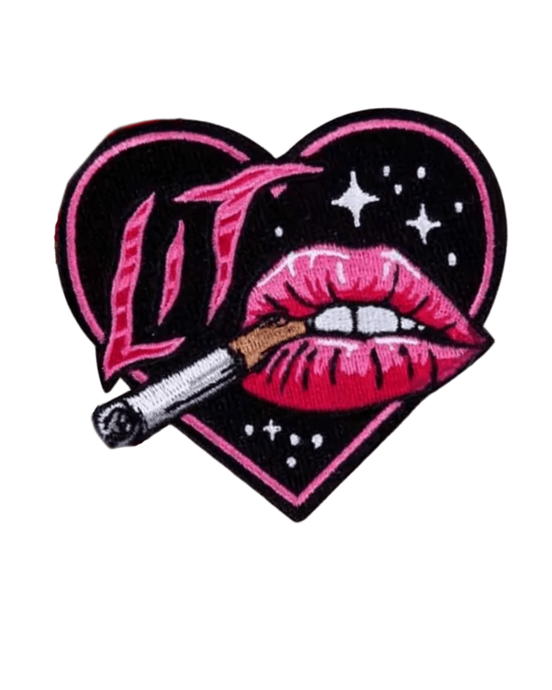 Lit lips iron on embroidery patches