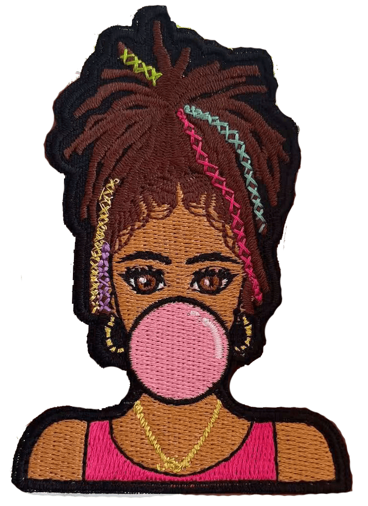 Melanin gum popping iron on patch