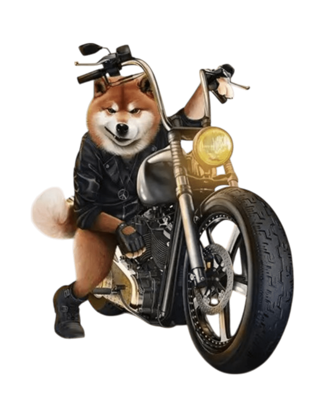 Dog brown Motorcycle iron on Heat transfers