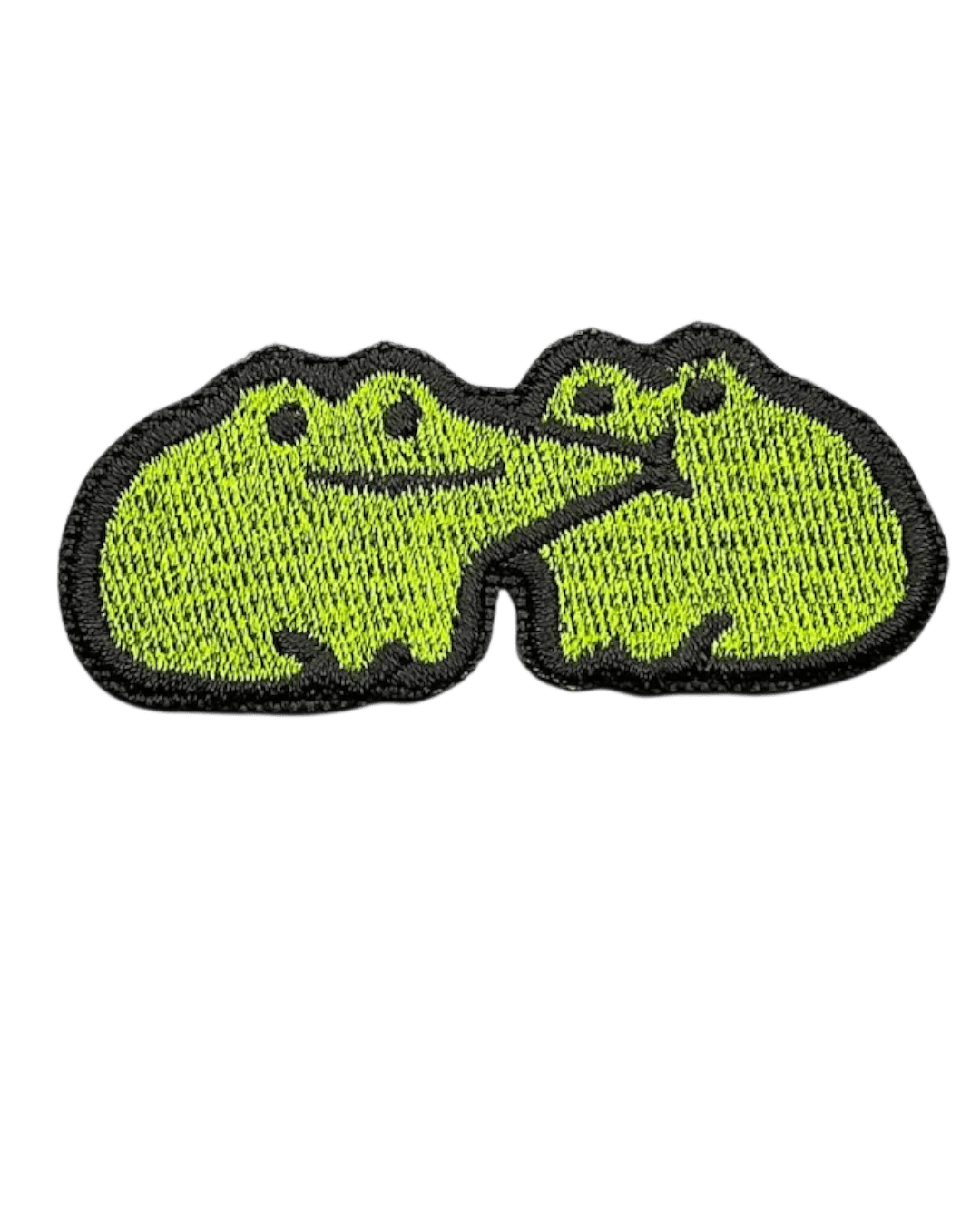 Frog biting embroidery patches