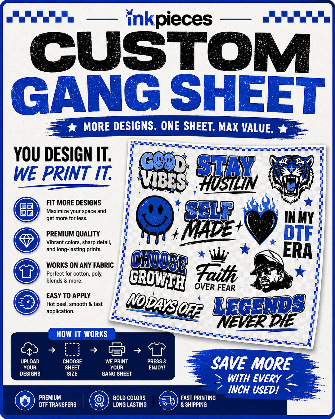 Custom Gang Sheet DTF Transfers – Upload Your Own Designs