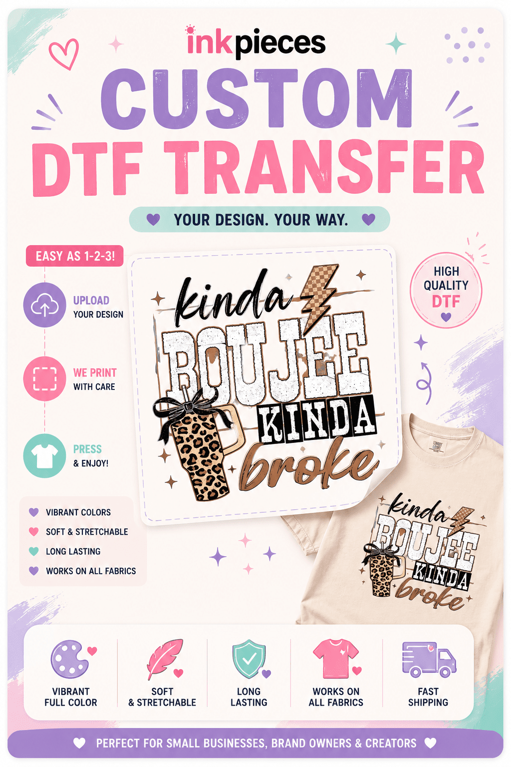 Custom DTF transfer by Size