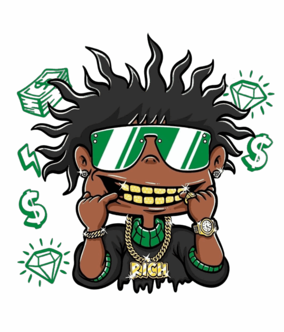 Rich money cartoon iron on heat transfer