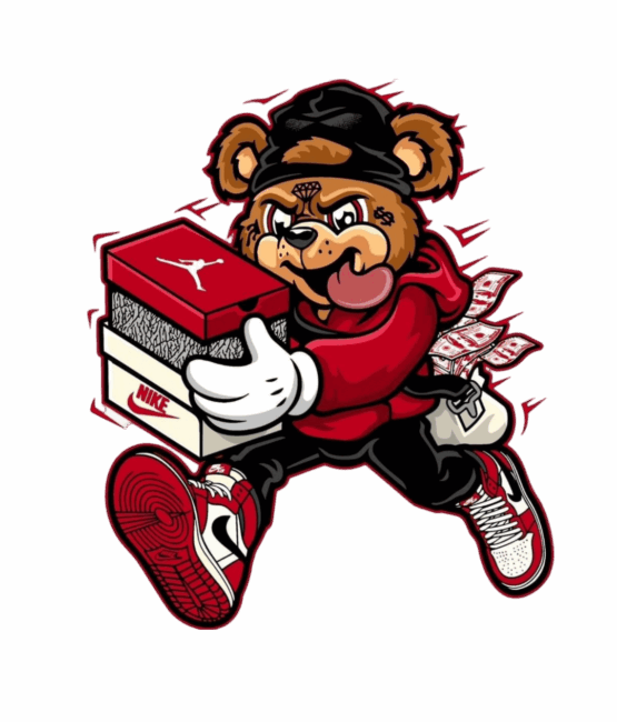 Sneaker bear cartoon iron on heat transfer