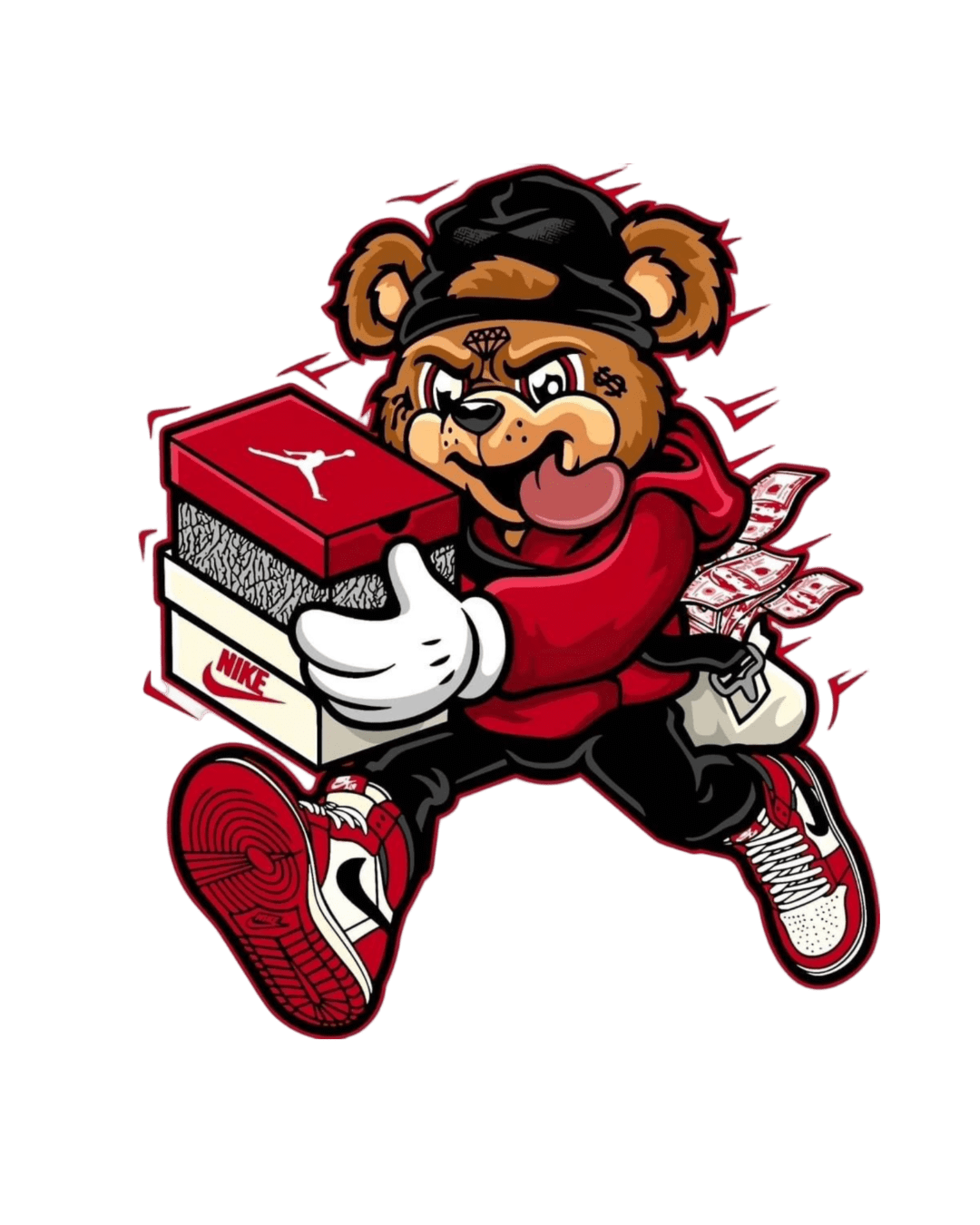 Sneaker bear cartoon iron on heat transfer