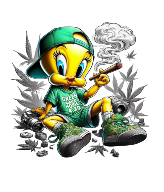 Smoke greens cartoon iron on heat transfer